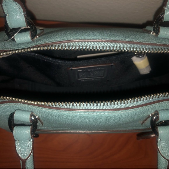 COACH Elise Satchel NWT Gunmetal/Marine Blue Leather - Picture 6 of 9